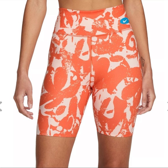 Nike Pants - New Nike Women's One Luxe Icon Clash Training Bike Shorts Orange Medium
